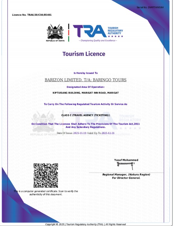 Baringo Tours Licence