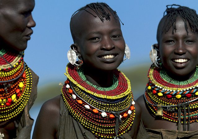 Turkana tribe in lake turkana